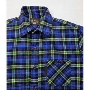 The Vermont Flannel Co Shirt Mens M Blue Plaid Button Up Outdoor Handcrafted USA